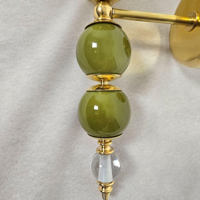 1990s Olive Green and Amber Murano Glass Sconces - a Pair For Sale - Image 11 of 13