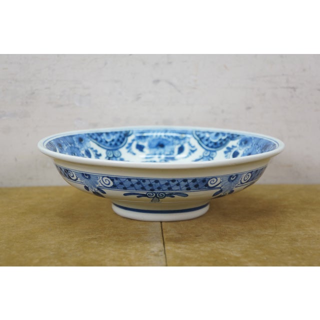 Royal Delft Vintage Dutch Oud Delft Blue & White Porcelain Pitcher Plate Berry Draining Bowl For Sale - Image 4 of 14