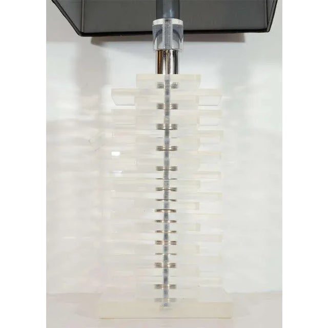 Black Modernist Stacked Lucite Lamp For Sale - Image 8 of 9