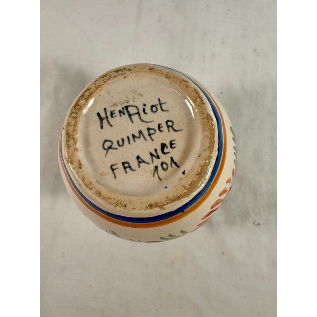French Country Antique, Henriot Quimper, Faience, Quintal Vase For Sale - Image 3 of 9