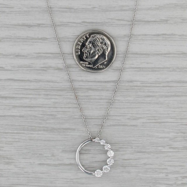 0.54ctw Diamond Circle Pendant Necklace 18k White Gold Curb Chain For Sale In Greensboro - Image 6 of 6