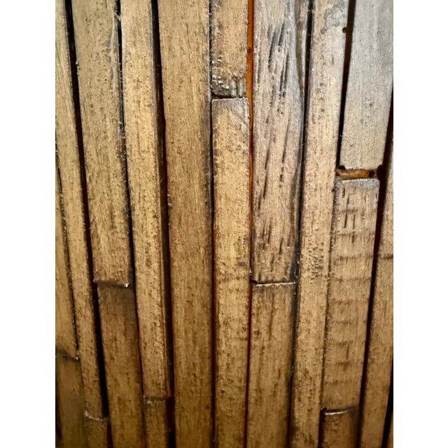 Mid 20th Century Vintage Mid Century Modern Split Bamboo Lamp Shades Pair-Brass-Tiki-Organic Modern-Tropical - a Pair For Sale - Image 5 of 11