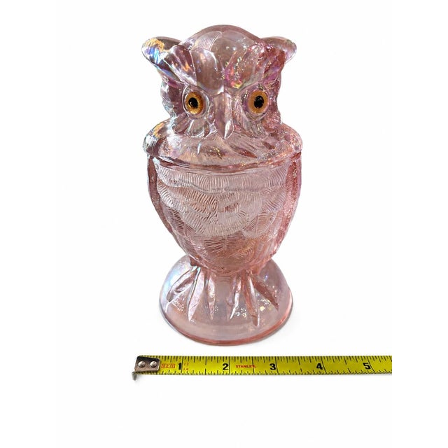 1970s Vintage Imperial Glass Pink Owl Fairy Light, 6.5”, Original Lig Mark For Sale - Image 5 of 8