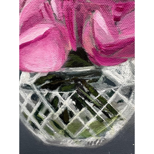 2020s “The Quints" Contemporary Impressionist Floral Still Life With Roses in Green by Mill Valley Artist Mary Anne McKernie For Sale - Image 5 of 7