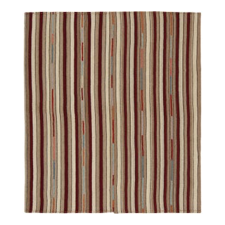 Shahsavan Palas Persian Kilim in Red, Beige-Brown Stripes by Rug & Kilim For Sale