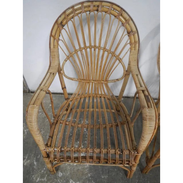 Brown Rattan Garden Seating, 1970s, Set of 4 For Sale - Image 8 of 12