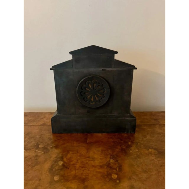 Black Antique Victorian Eight Day Mantle Clock in Marble, 1860s For Sale - Image 8 of 9