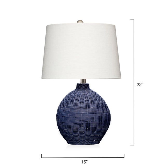 Contemporary Lifestyle by JY Cape Rattan Table Lamp in Indigo Blue For Sale - Image 3 of 6