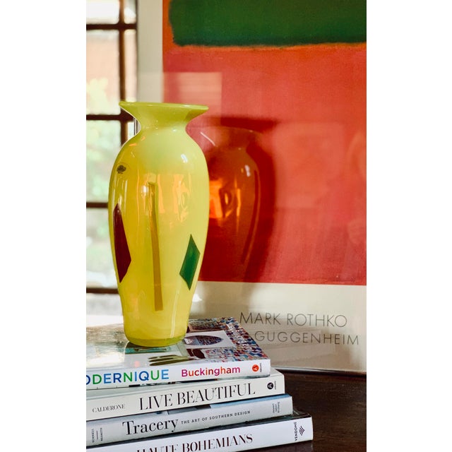 Rare Richard Blenko Signed 2005 Opaque Yellow Vase, Never Sold by Blenko. Research shows that this piece was a limited...