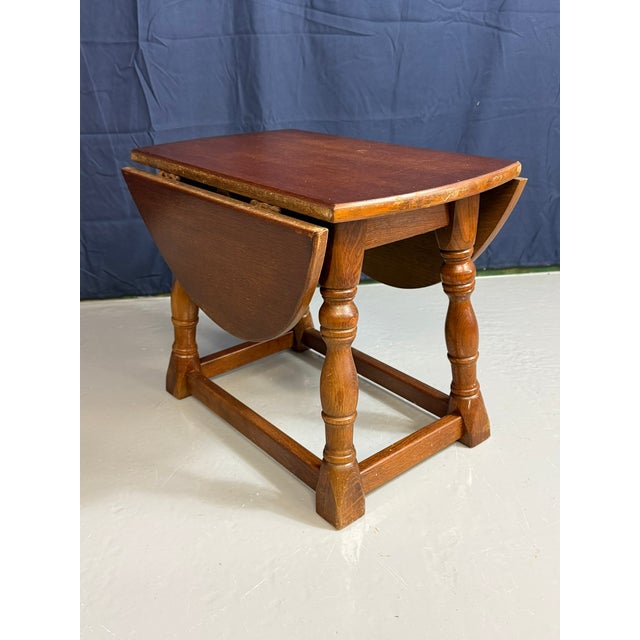 Antique Miniature Oak Drop-Leaf Table Featuring Traditional Turned Baluster Legs, 1940 For Sale - Image 10 of 15