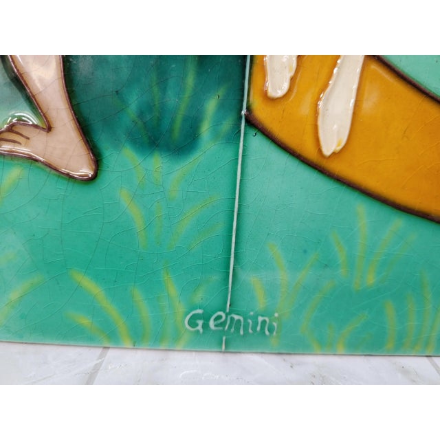 Vintage Ceramic Art Tile Gemini Horoscope Zodiac Signs Large 11" x 14" Beautiful piece of vintage tile No chips or cracks,...