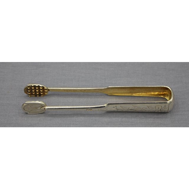 Circa 1924-39 Estonian 875 standard silver tongs. "K" monogram. Gold washed interior. Ridged interior tongs for gripping....