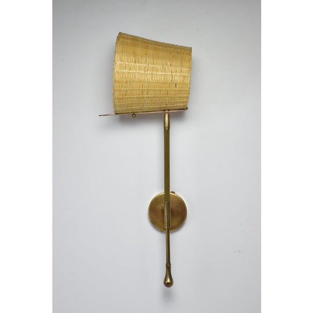 Wood Ancora-W2 Contemporary Polished Brass Wicker Wall Light Sconce Jonathan Amar For Sale - Image 7 of 13