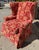 Georgian Style Clarence House Kanji Red Cut Velvet Wingback Chair For Sale In Los Angeles - Image 6 of 10