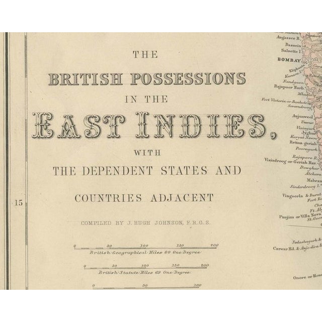 Antique Map of British India with Ceylon Continuation Inset, 1860 For Sale - Image 4 of 8