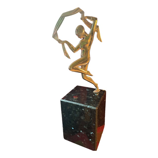 Janlé, Nude Figurative Composition, 1920s, Bronze, Chrome Plating & Granite For Sale