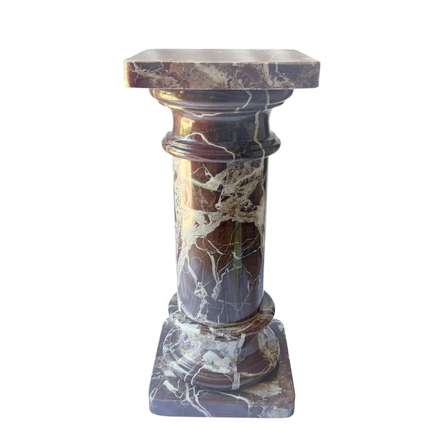 Vintage Neoclassical Rosso Levanto Marble Column Pedestal For Sale In Houston - Image 6 of 18