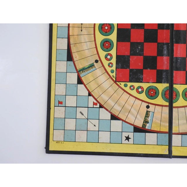 Red 1905 Graphic Junior Combination Board Game Parcheesi Double Sided For Sale - Image 8 of 10