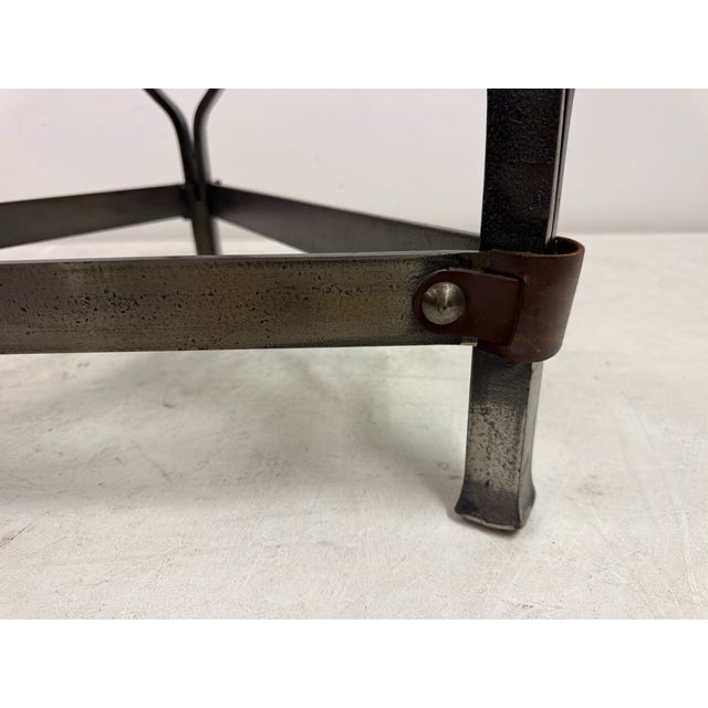 Silver Wrought Iron and Leather Coffee Table by Jean-Pierre Ryckaert, 1960s For Sale - Image 8 of 11
