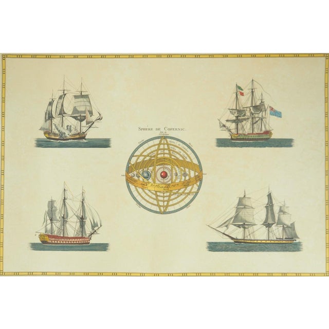 CIMERA Copernicus' Sphere and Naval Ships Antique Map (Color Reproduction) On laid paper, 74 x 55 cm (approx. 29 x 22...