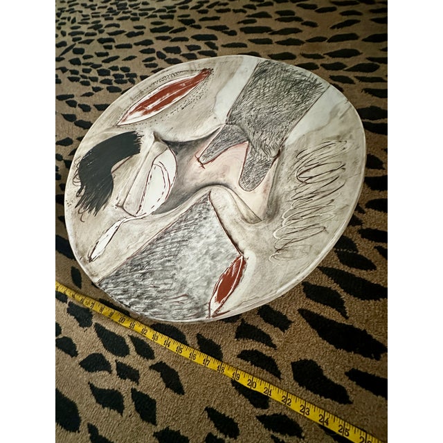 Vintage Patrick Loughran Wall Sculptural Pottery Abstract Horse Art Round Platter • 24" For Sale - Image 9 of 9