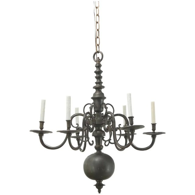 French 19th Century Large Patinated Brass Chandelier For Sale - Image 10 of 11