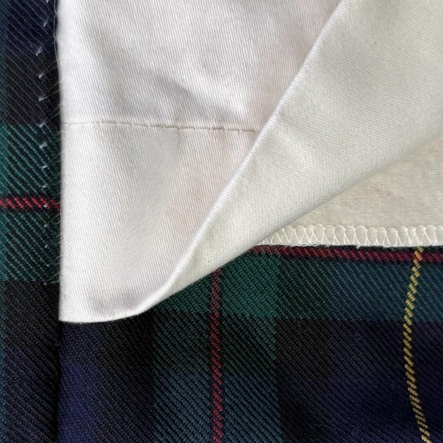 2020s Tartan Plaid Wool Blend Two-Width Curtain Panels With Aged Brass Pole - A Pair For Sale - Image 5 of 7