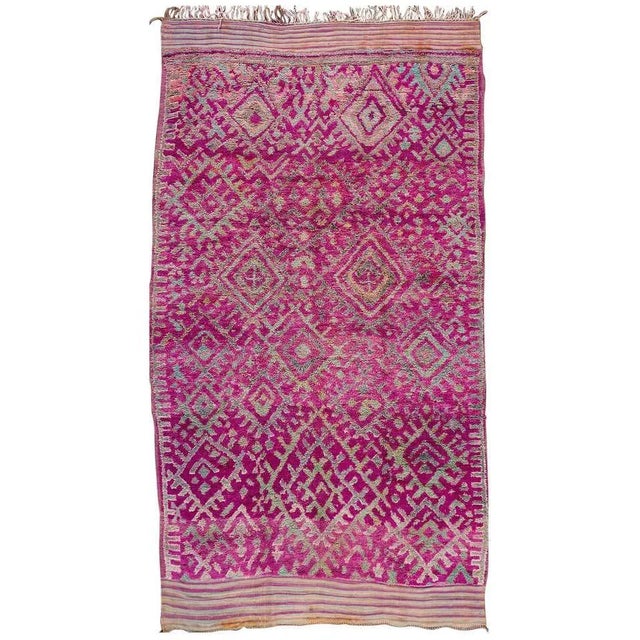 Textile Mid 20th Vintage Geometric Purple Moroccan Wool Rug For Sale - Image 7 of 7