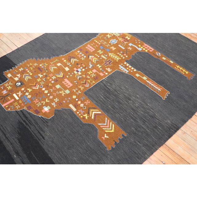 Late 20th Century Late 20th Century Persian Lion Kilim - 5'1" x 6'5" For Sale - Image 5 of 18