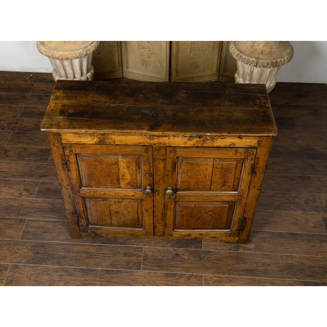 English Early Oak Cupboard with Two Doors and Distressed Patina, 18th Century For Sale - Image 10 of 12