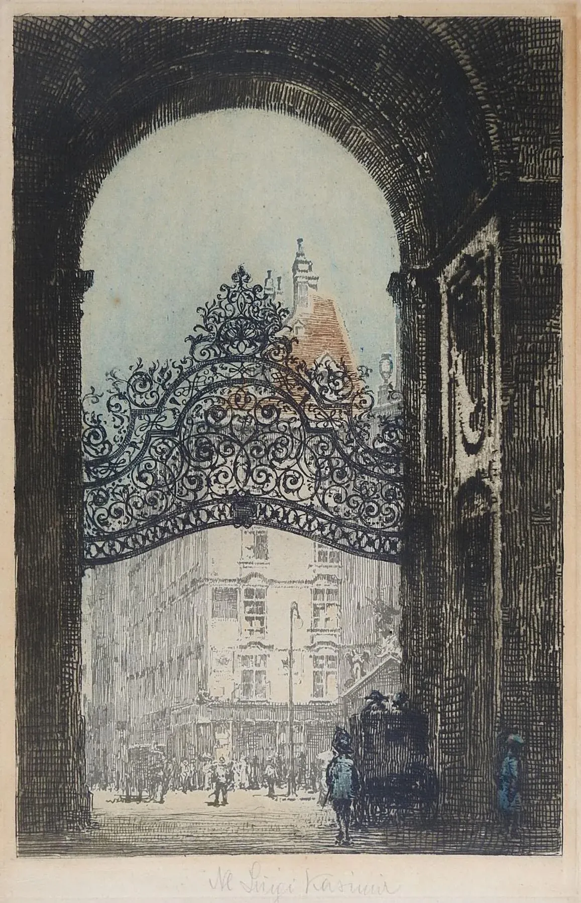 Vintage Luigi Kasimir Etching St. Michaels Gate Vienna | Chairish
