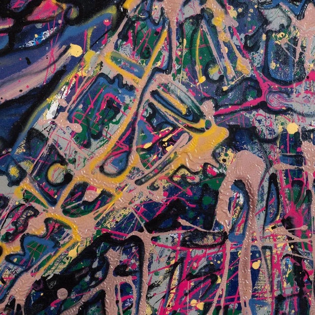 Paint "Portrait of a Smoking Man" Contemporary Modernist Abstract Figurative Oil Painting by Costain For Sale - Image 7 of 8