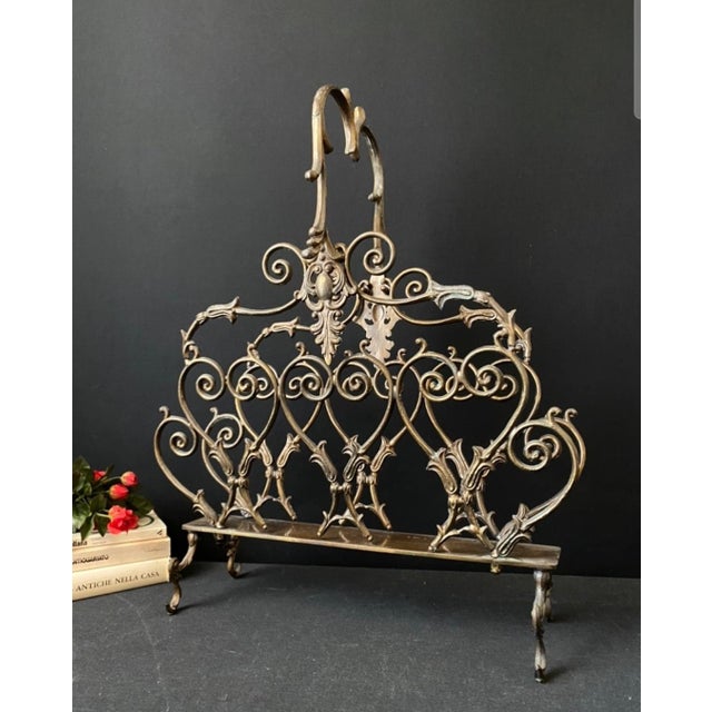 Vintage Magazine Rack in Brass, 1960s For Sale - Image 3 of 10