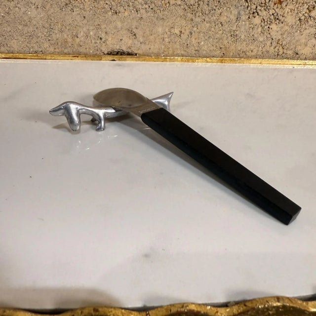 Silver Set of Five Italian Vintage Silver-Plated Dachshund Dog Knife Rest Mid-Century For Sale - Image 8 of 9