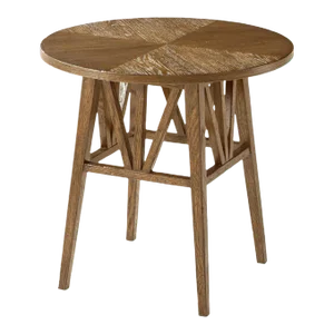 Modern Rustic Oak Round End Table - Light Oak
