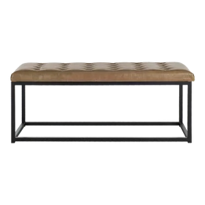 Modern Upholstered Bench in Tan & Black
