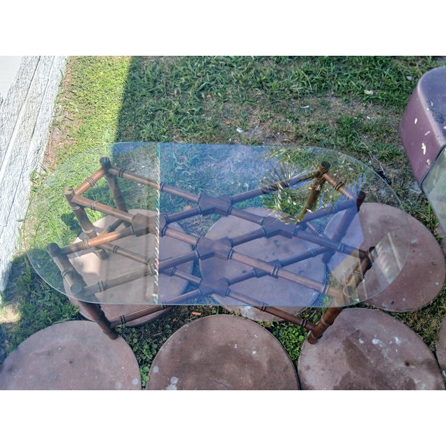Coffee 1960s Hollywood Regency Chinoiserie Faux Bamboo Glass Top Coffee Tableee For Sale - Image 8 of 12