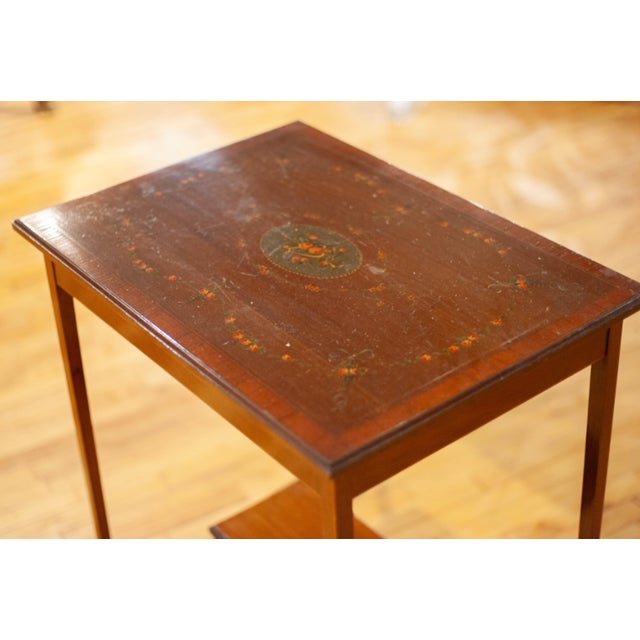 English Late 20th Century Edwardian Table With Painted Top For Sale - Image 3 of 4