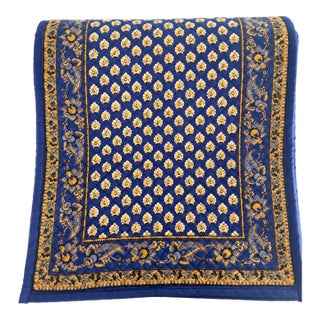 Williams Sonoma Blue and Yellow French Country Floral Large Table Runner For Sale