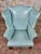 Teal 18th Century Teal Leather Upholstered Wing Chair-George III For Sale - Image 8 of 13