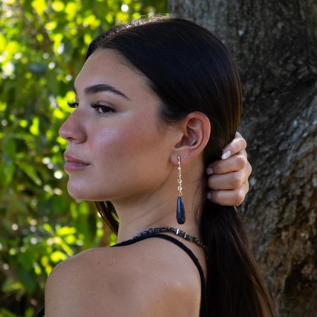 Metal Moonlit Spirit Sodalite Drop Earrings, A Pair For Sale - Image 7 of 8