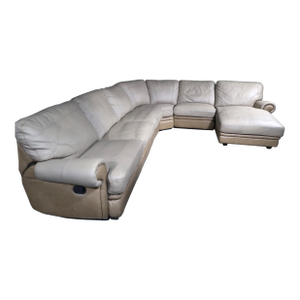 Large Curved Modular Leather Sectional With Chaise – 6 Piece Contemporary Lounge Sofa
