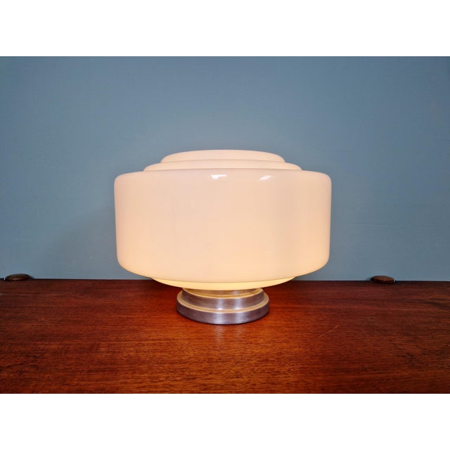 Large Art Deco Phililite Series Ceiling Light in White Opaline Glass from Philips, 1930s For Sale - Image 9 of 14