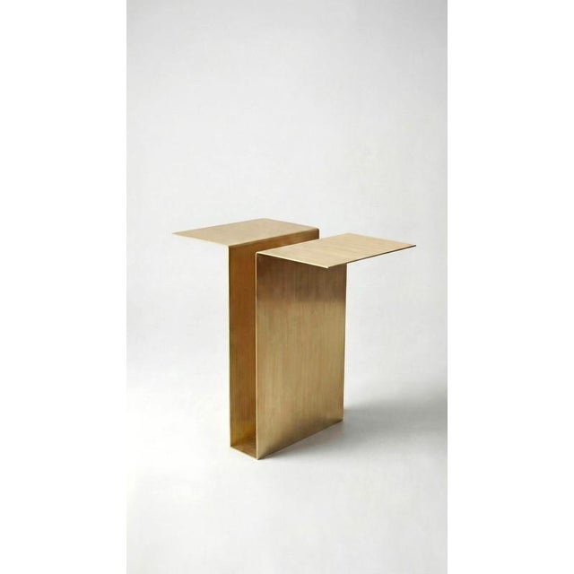 Metal Balance Side Table in Brass by Auste Ost For Sale - Image 7 of 13