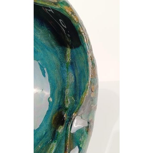 Ceramic Mid-Century Modern Italian Decorative Dish in Raku Style Ceramic, 1970s For Sale - Image 7 of 17