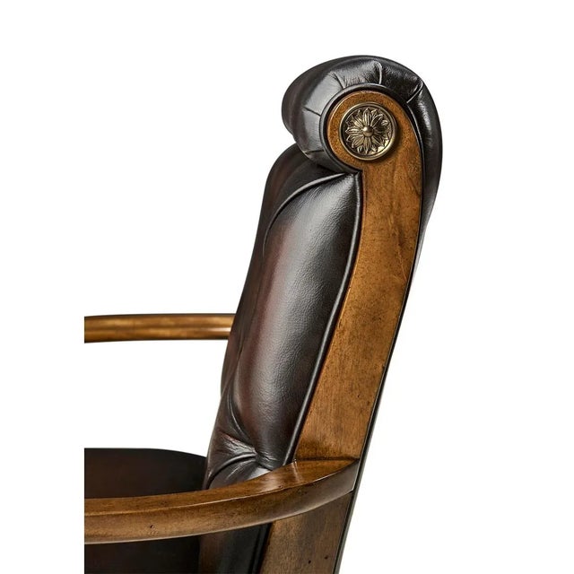 Classic Leather Tufted Dining Armchairs- Set of 2 For Sale - Image 11 of 11