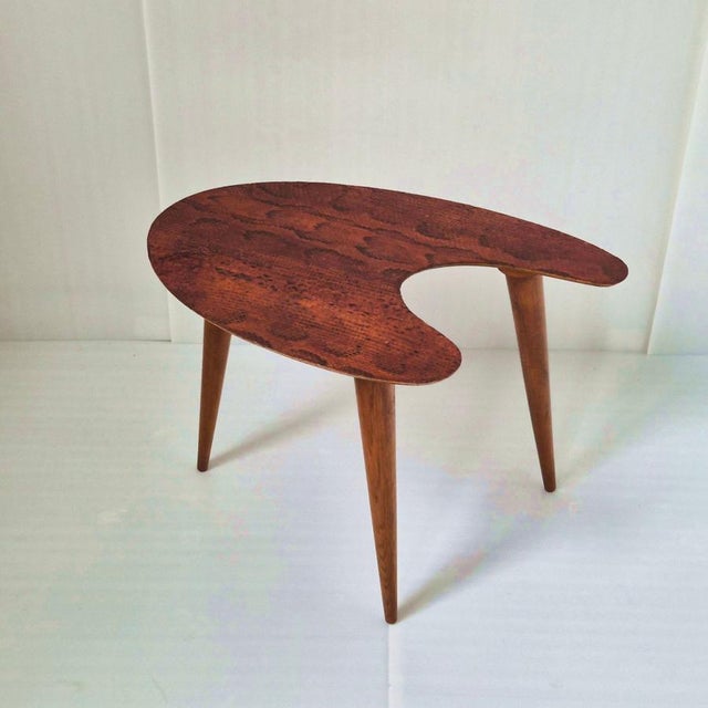 Brown Vintage Tripod Side Table in Imitation Snake Skin, 1950s For Sale - Image 8 of 10