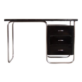 Vintage Art Deco Walter Dorwin Teague Chrome & Leather Desk For Sale