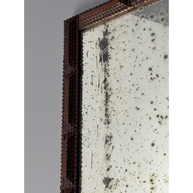 Antique Tramp Art Folk Art Distressed Mirror, Belgium, 1900s, 1890s For Sale - Image 9 of 18