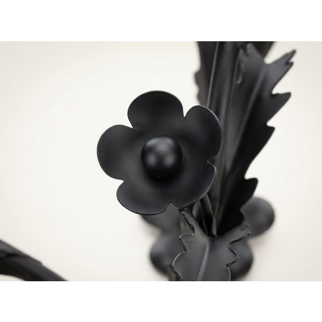 Spanish Mid-20th Century Gothic Wrought Iron 5-Light Wall Sconce With Coronet Cups For Sale - Image 3 of 6